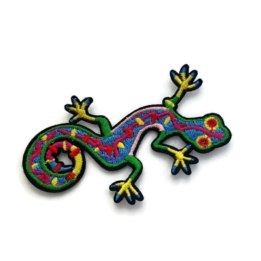Colorful Gecko Embroidered Patch